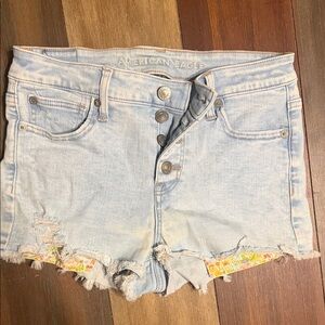 American Eagle Outfitters Distressed Light Blue Jean Shorts
